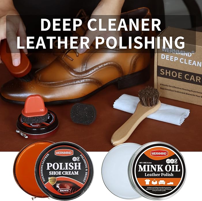 Black Brown Shoe Polish Kit Saddle Soap Mink Oil Leather Boot Shoe Shine Kit Conditioner Cream Wax Care Clearner Set