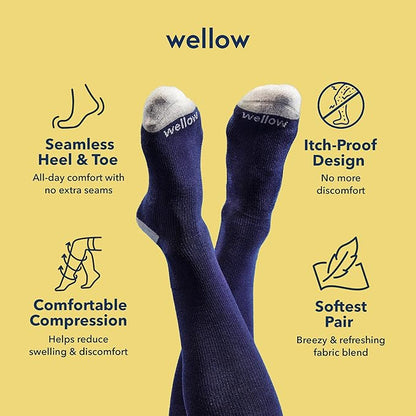 Wellow Premium Socks (Compression Socks - Regular) for Men & Women, Made with Viscose from Bamboo, Knee High, 18-25 mmHg