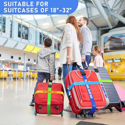 Personalised Luggage Straps for Suitcases, 8 Pieces - Custom Luggage Strap with Embroidery Text, Thickened Luggage Belt with Quick Release Buckle, Travel Suitcase Straps, Adjustable Travel Bag Strap