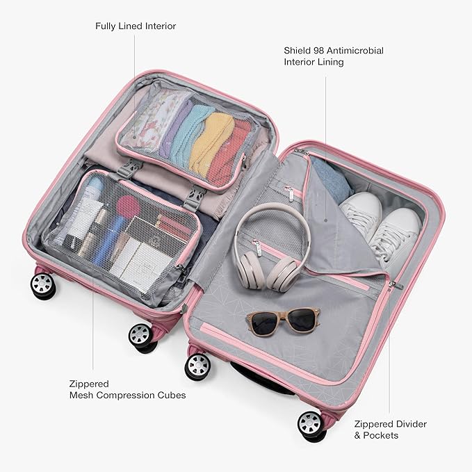Traveler's Choice Pagosa Indestructible Hardshell Expandable Spinner Luggage, Pink, 30-Inch Large