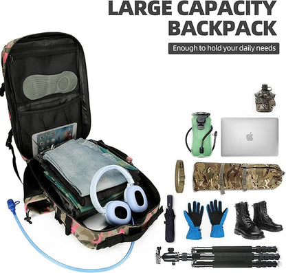 45L Tactical Assault Backpack 3 day assault pack with Molle Waterproof backpack Rucksack for Tactical Backpacks (Pink Camo)