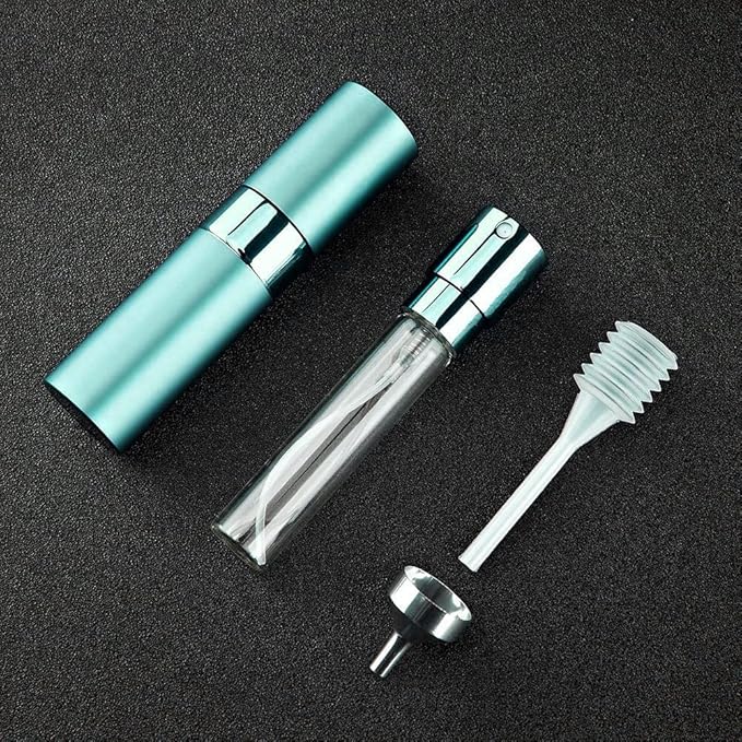 LISAPACK 8ML Atomizer Perfume Spray Bottle for Travel, Empty Refillable Cologne Dispenser, Portable Sprayer (Cyan)
