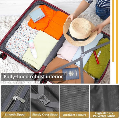 LARVENDER Carry On Luggage 22x14x9 Airline Approved, 20 Inch Hardshell & Lightweight PP Travel Carry On Suitcase for Women with Spinner Wheels TSA Lock, Maroon