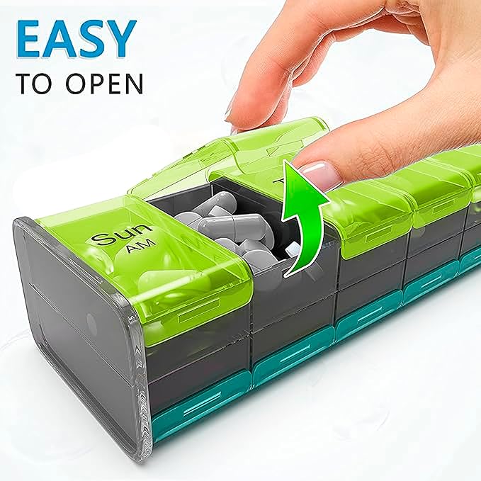 Extra Large Pill Organizer- XXL Pill Box 7 Day - Weekly Pill Organizer with AM PM Large Compartments Big Pill Case for Supplements Jumbo Pill Holder for Vitamins Huge Medicine Organizer 2 Times a Day