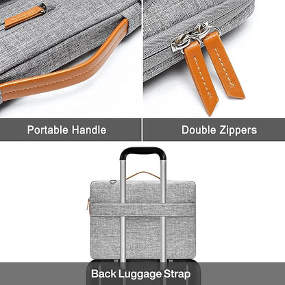 MOSISO 360 Protective Laptop Shoulder Bag,13-13.3 inch Computer Bag Compatible with MacBook, HP, Dell, Lenovo, Asus Notebook,Side Open Messenger Bag with 4 Zipper Pockets&Handle, Gray