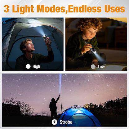 EverBrite Mini Flashlight, Zoomable LED Flash Light, 3 Modes, 3AAA Batteries Included, Handheld Small Flashlight for Camping, Emergency, Home – Black, Christmas Gifts