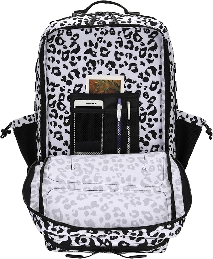 25L Tactical Backpack for Men and Women Small Military Tactical Backpack Heavy Duty Molle Assault Pack Daypack for Hiking Camping Travel Work Gym Outdoors (Leopard)