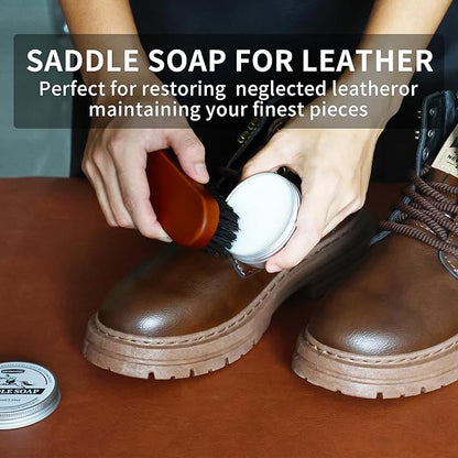 Black Brown Shoe Polish Kit Saddle Soap Mink Oil Leather Boot Shoe Shine Kit Conditioner Cream Wax Care Clearner Set
