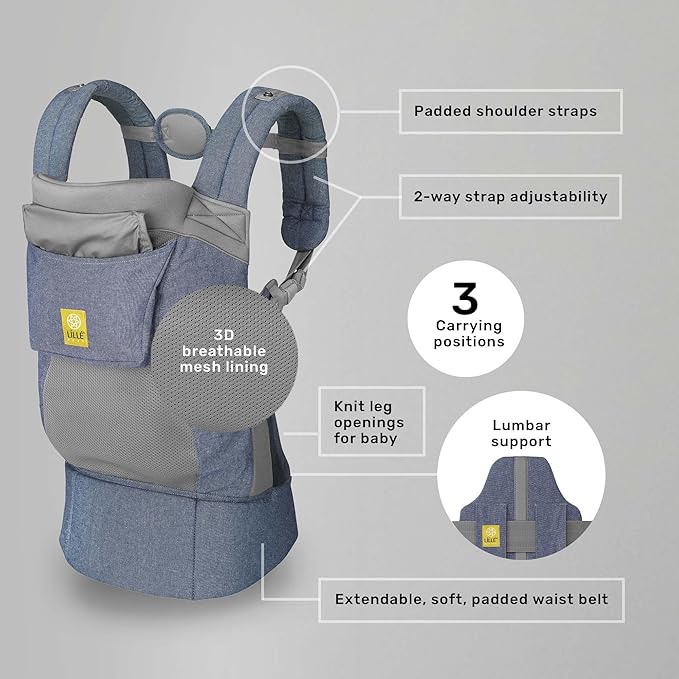 LÍLLÉbaby 3-in-1 Ergonomic CarryOn Airflow Toddler Carrier with Lumbar Support & Breathable Mesh Lining (25-60 lbs), Supportive & Comfortable, Multi-Position Carrying for Hiking & Travel (Chambray)