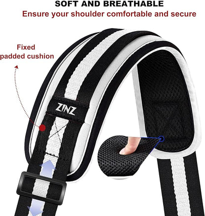 ZINZ 60" Universal Bag Strap with Ultra-Thick Fixed Breathable Pad Adjustable Heavy-Duty Shoulder Strap for Laptop Bag Crossbody Luggage Gym Bag Camera Bag and More -TW01B03