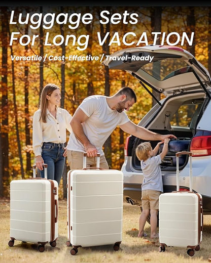 Luggage Sets 3 Piece, Expandable Hardside Suitcases with Wheels, Black