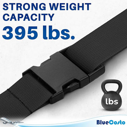 Luggage Straps for Suitcases - TSA Approved - Black, 4 PK - Premium Nylon Belts for Suitcase, Briefcase & Travel Bag - Adjustable Strap Length 46" - 78"
