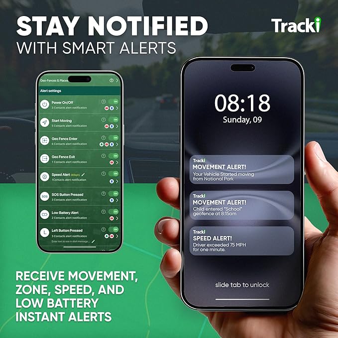 Tracki GPS Tracker for Vehicles, Car, Kids. Subscription Needed. US-Made Tech. 4G LTE GPS Tracking Device. Unlimited Distance, US & Worldwide. Small (Tracker) (Tracker 6-mo Subscription Incl.)