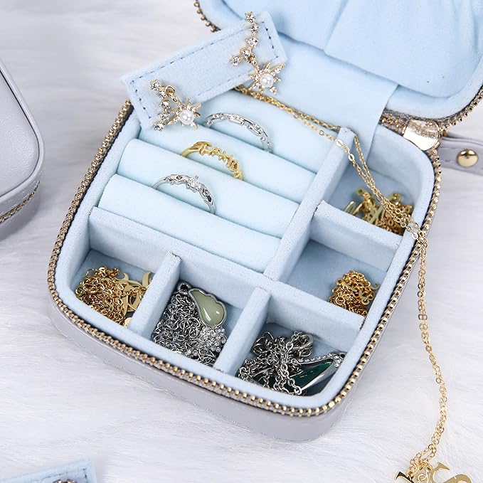 Angelina's Palace Personalized Jewelry Case with Name Engraved,Custom Leather Travel Jewelry Organizer Box for Rings,Earrings,Necklaces,Birthday Bridesmaid Gift For Women