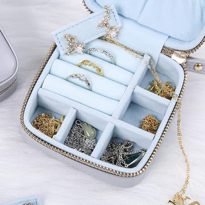 Angelina's Palace Personalized Jewelry Case with Name Engraved,Custom Leather Travel Jewelry Organizer Box for Rings,Earrings,Necklaces,Birthday Bridesmaid Gift For Women