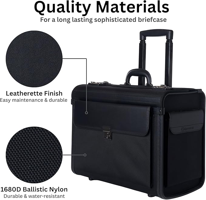 Alpine Swiss Rolling 17" Laptop Briefcase on Wheels Attache Lawyers Case Legal Size