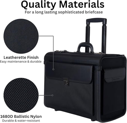 Alpine Swiss Rolling 17" Laptop Briefcase on Wheels Attache Lawyers Case Legal Size