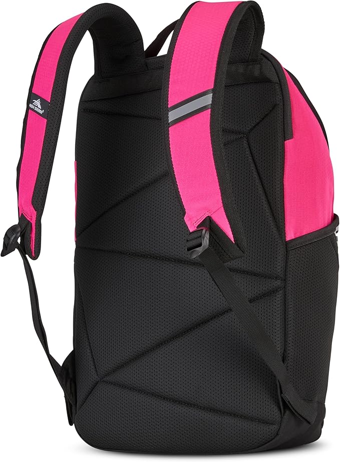 High Sierra Swoop Backpack, Lightweight Bookbag, Large Main Compartment + External Accessory Pockets, Separate Laptop Pocket, Dual Water Bottle Pockets, Fits most 17” Laptops, 30L Capacity, Flamingo