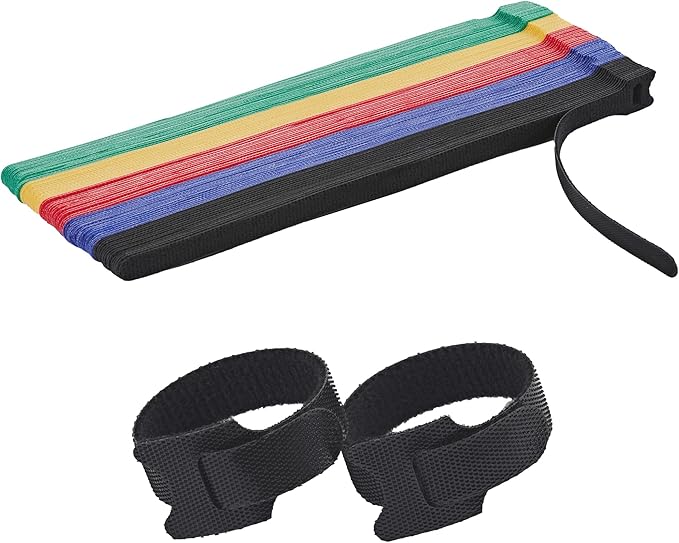 50 Pcs 10-Inch Heavy-Duty Self-Fastening Cable Ties - Durable, Reusable Straps for Wire Organization, Ideal for Home, Office, Garage, and Outdoor Use