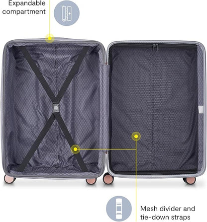 DELSEY PARIS Alexis Durable Luggage, Expandable Lightweight 4-Wheel Spinner, Easy Grip Handles for Smooth Mobility, TSA-Lock Incorporated, Men and Women, Platinum/Rose Gold, Check-In 25-Inch