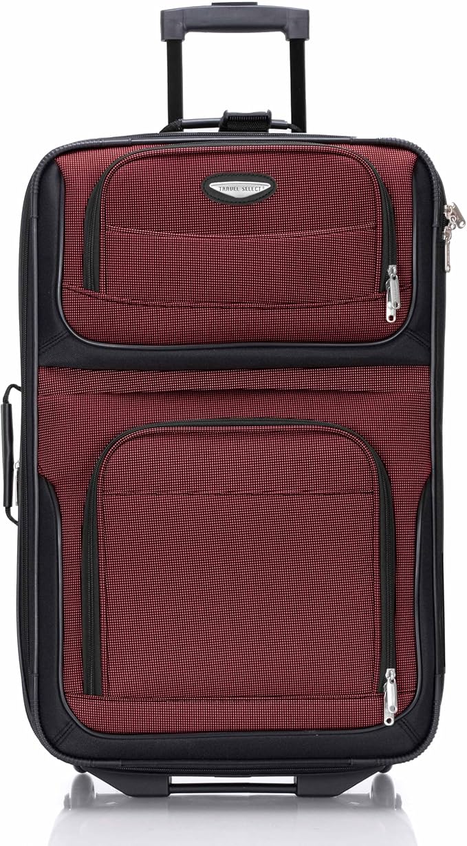 Travel Select Amsterdam Softside Expandable Luggage with Rolling Wheels, Burgundy, 8-Piece Set (15/21/25/29) with Packing Cubes