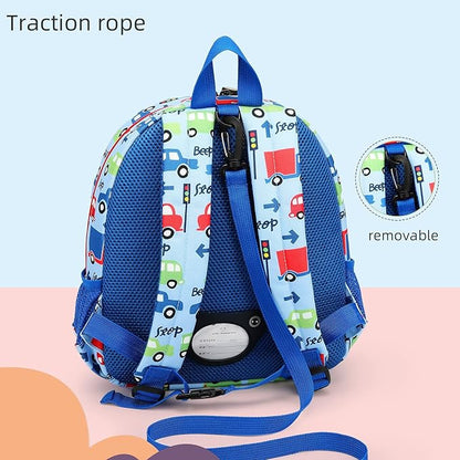 willikiva 3D Dinosaur Backpack Toddler Backpacks for Boys and Girls Kids Backpack Waterproof Preschool Safety Harness Leash (Blue Bus)