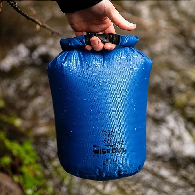 Wise Owl Outfitters Waterproof Dry Bag 3-Pack – Lightweight & Airtight 5L/10L/20L Small & Large Dry Bags for Kayaking, Beach, Travel, Boating, Hiking