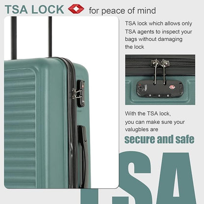 Travelhouse Luggage Sets, Expandable Hardside Suitcases 24in/28in, Carry on 20in,3 Piece Set Travel Luggages Clearance with Double Spinner Wheels TSA Lock Lightweight (Green-85)