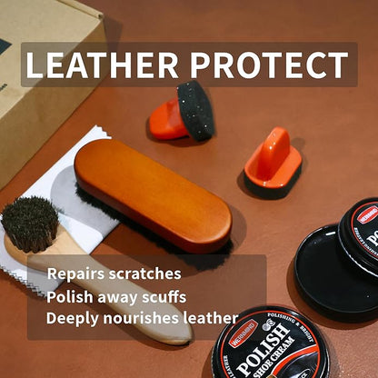 Black Brown Shoe Polish Kit Saddle Soap Mink Oil Leather Boot Shoe Shine Kit Conditioner Cream Wax Care Clearner Set