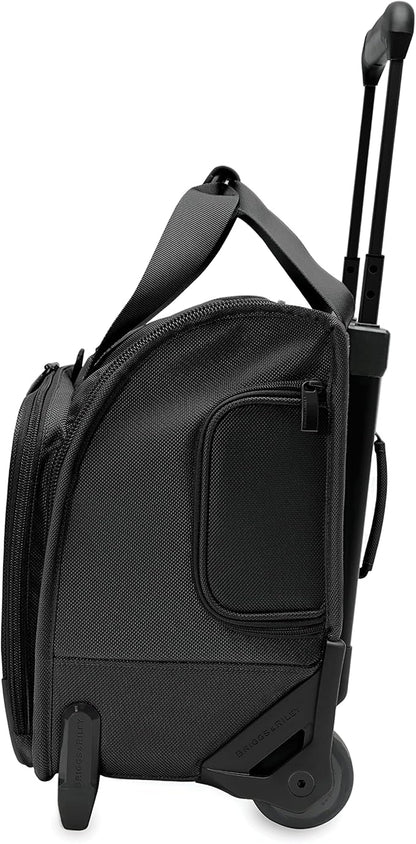 Briggs & Riley 2-Wheel Cabin Bag - Carry On Luggage for Travel, Suitcases with Wheels, Softside Rolling Bag for Men & Women, Interlocking Handle, Self-Repairing Zipper - Baseline Collection, Black