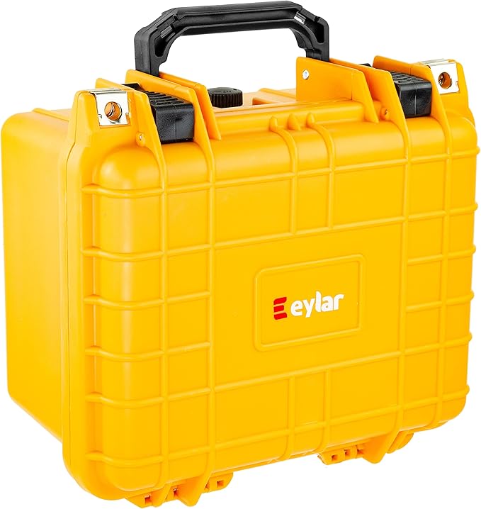 Eylar Small 10.62" Deep Gear, Equipment, Hard Camera Case Waterproof with Foam TSA Standards (Yellow)