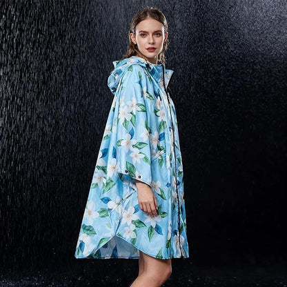 Hooded Rain Ponchos for Adult - Rain Coat and Rain Jacket with Waterproof Pocket and Zipper