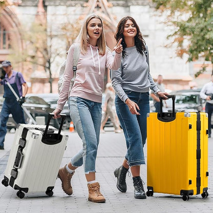 Krute Large Luggage 28 inch Zipperles Suitcase With Spinner Wheels USB Charger Hardside PC Aluminum Frame Luggages Checked Suitcases with TSA Lock (1 Piece)
