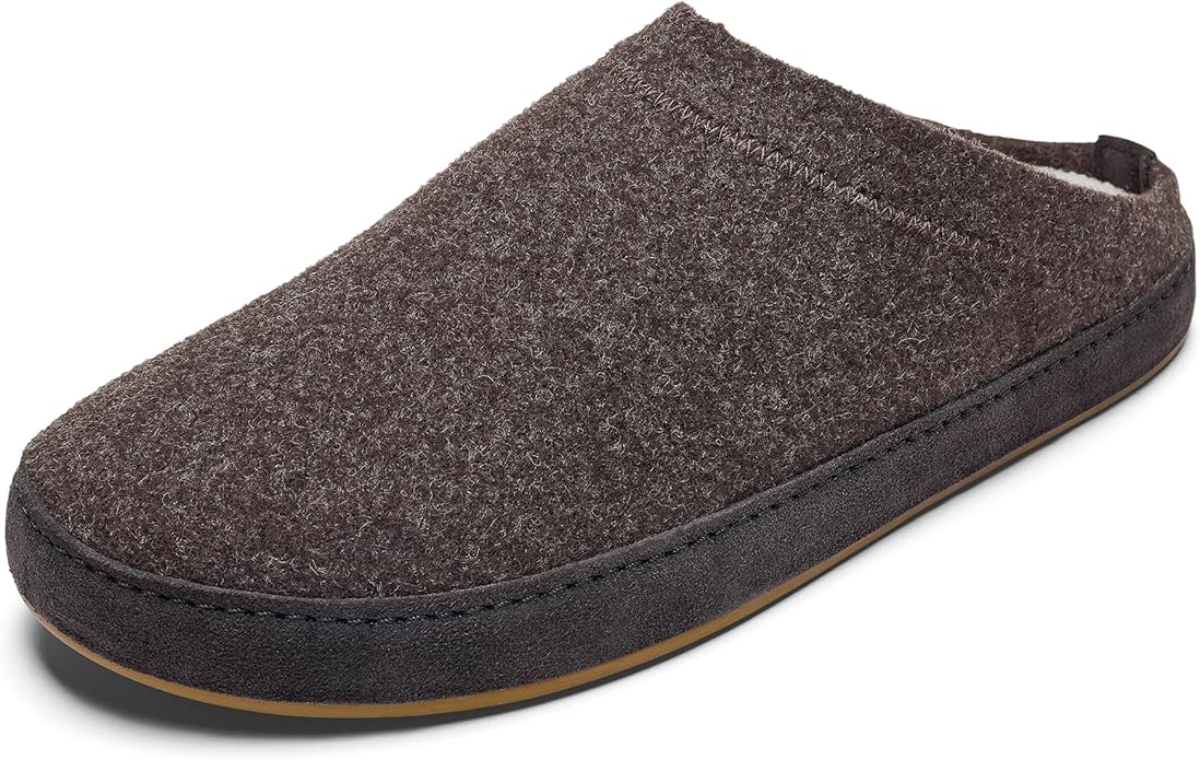 OLUKAI Hamani Hulu Men's Wool Mule Slippers, Soft & Comfortable Slippers with Premium Materials, Sheepskin Shearling & Italian Felt, All-Day Wear
