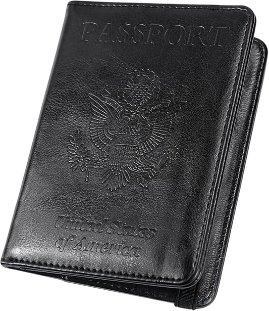 ILIYAH-Passport Cover-Passport Holder for Travel Women/Men Passport Wallet Case Travel Accessories Card Holder Wallet Unisex Travel Gifts(Black US)