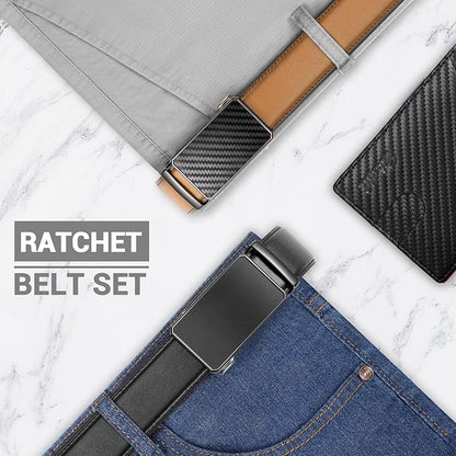 Zitahli Mens belt 2 Pack - Men Leather Belt Design for Work Business and Casual Golf Jeans-Men's Accessories Gifts for Men