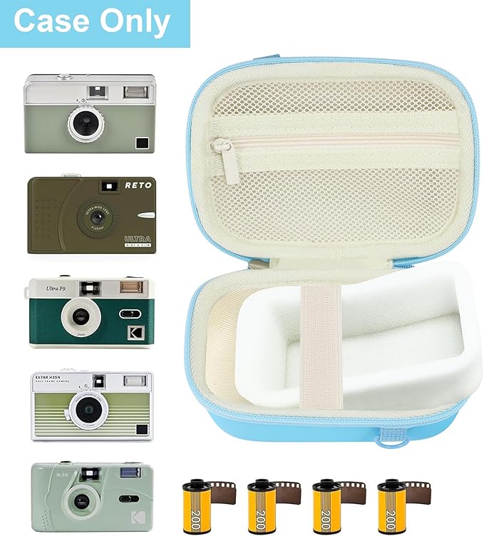Leayjeen Digital Camera Case Compatible with KODAK EKTAR H35 H35N Half Frame Film Camera，Storage Holder Organizer for Kodak Ultra F9 M35 M38 Paper Shoot Camera-Bule (Case Only)
