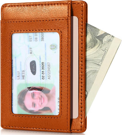 Travelambo Slim Wallet Front Pocket Minimalist Leather RFID Blocking Medium Size