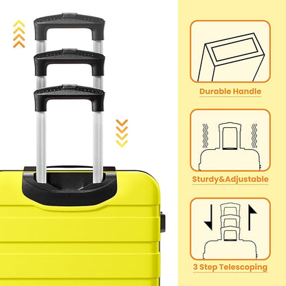 AnyZip Luggage Sets 3 Piece Hardshell Suitcase Set PC ABS Lightweight Travel Suitcases with 4 Double Spinner Wheels TSA Lock 20 24 28 Inch Black