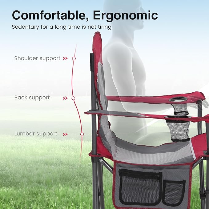 HIGH POINT SPORTS Oversized Portable Mesh Camping Folding Chair
