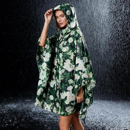 Hooded Rain Ponchos for Adult - Rain Coat and Rain Jacket with Waterproof Pocket and Zipper