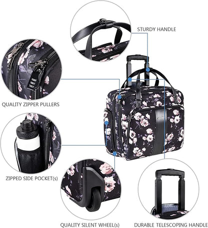 KROSER Rolling Laptop Bag Premium Rolling Laptop Briefcase Computer Bag Fits Up to 15.6 Inch Laptop Overnight Bag with RFID Pockets for Travel/Business/Women
