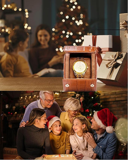 MR.OKAY Single Watch Travel Case-Classic Leather Watch Case With Superb Texture.(Portable Watch Roll Or Organizer For Storage And Display).Festival Gift For Men, All Handcrafted By Artisans.
