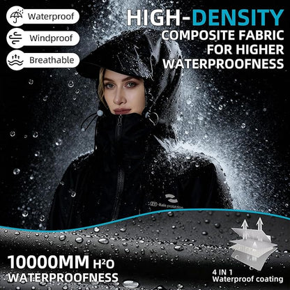 Hooded Rain Poncho for Adults Waterproof Rain Ponchos Lightweight Raincoat Reusable Rain Jacket for Men Women Outdoor
