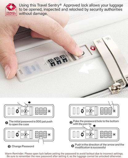 Hanke 24Inch Expandable Luggage Top Opening Medium Checked Luggage Hard Shell Suitcases with Wheels Travel Luggage Rolling Suitcase with Cup Holder(Smoke White)