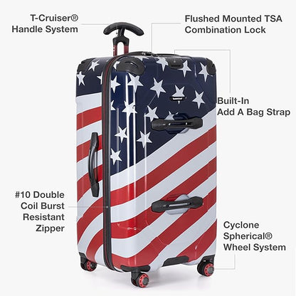 Traveler's Choice Maxporter II 30" Hardside Spinner Trunk Luggage, TSA Lock, American Flag