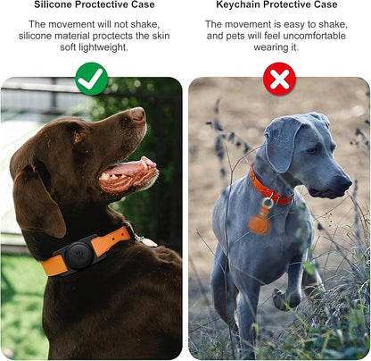 for Airtag Dog Collar Holder 2 Pack,Waterproof Dog Collar Holder for Apple AirTag, Silicone Air Tags Case for Dog Collars(Black)