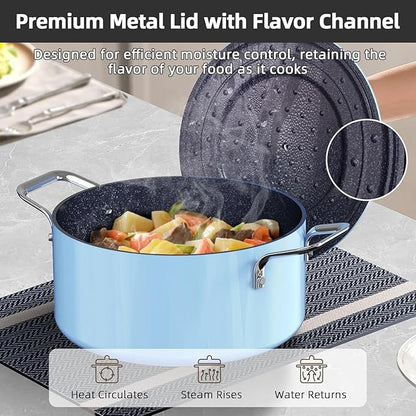 Nuwave Lux 13pc Forged Lightweight Cookware Set PFAS Free, Healthy G10 Duralon Ceramic Coating, Ultra Non-Stick, Stay-Cool Handles, Works on All Cooktops & Induction Ready