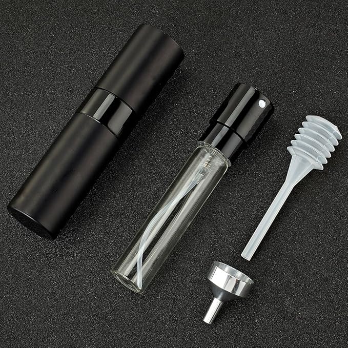 LISAPACK 8ML Atomizer Perfume Spray Bottle for Travel, Empty Refillable Cologne Dispenser, Portable Sprayer (Matte Black)