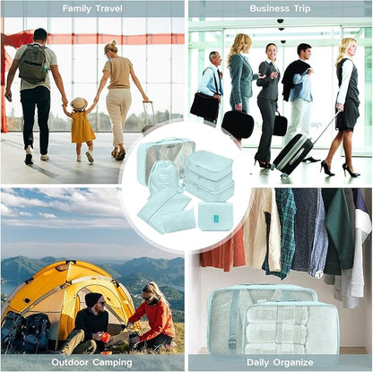 8 Set Packing Cubes, Travel Luggage Packing Organizers (BLUE)